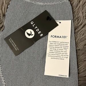 High waisted yoga barre fitness workout leggings pin striped black and white